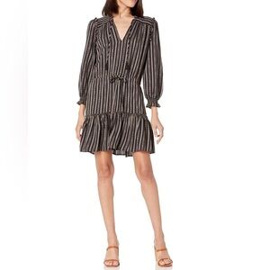 PAIGE Kaylynn Striped Black Drawstring Dress Size Small